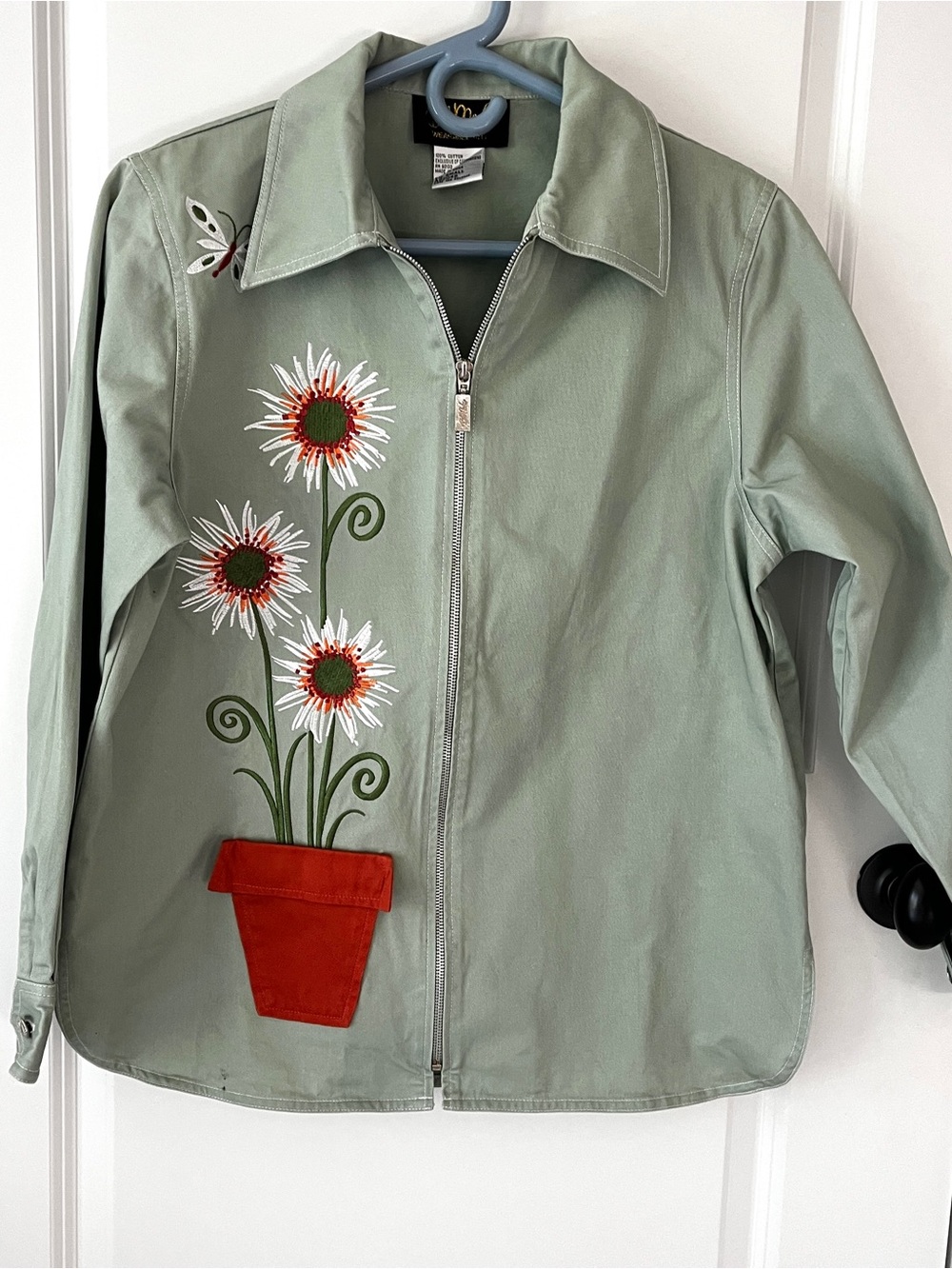 Vintage Bob Mackie Wearable Art Embroidered Daisy Jacket Size Small